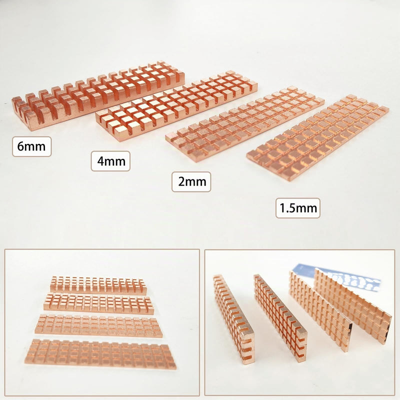 M.2 Heatsink Copper 67x18x6mm 2280 SSD M2 Heatsink Heat Sink with Silicone Based Thermal Pad for Cooling M.2 SSD NVME Laptops Copper:0.24 inch