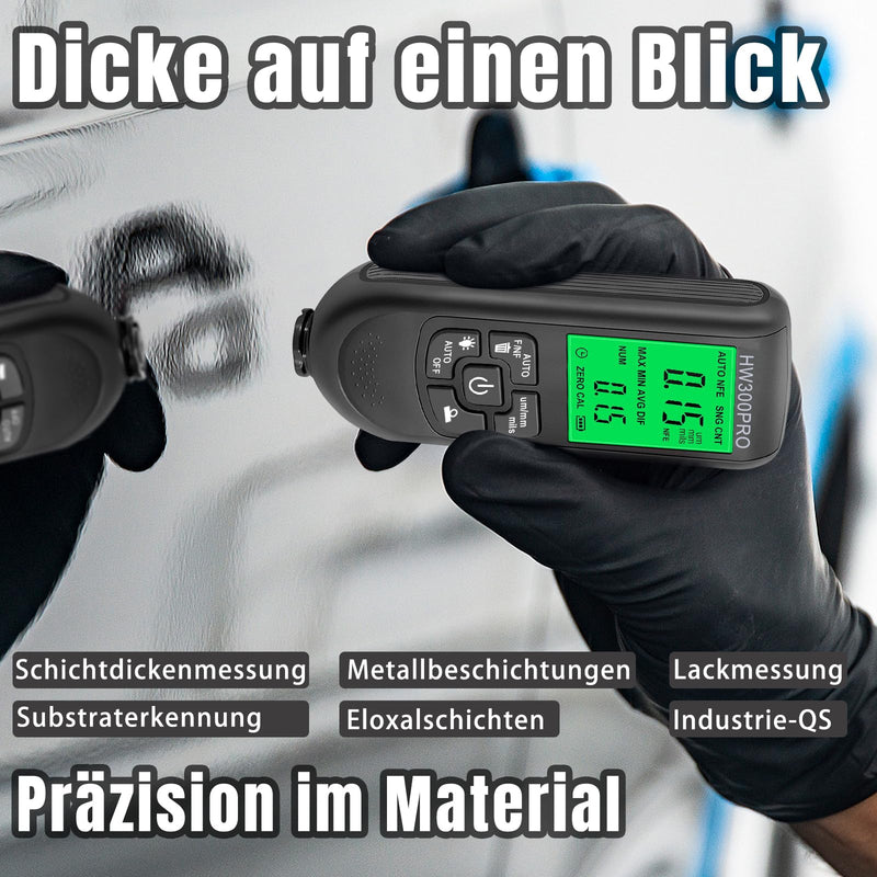 Digital Coating Thickness Gauge, Ultra High Precision Probe, Lackmil Thickness Gauge for Measuring Paint Thickness in the Automotive Industry black