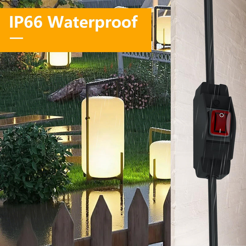 STARELO Extension Cord with ON/Off Near Waterproof Switch,Extension Cord with Switch 3-Prong Outdoor 1875W,Black Heavy Duty, 14/3 SJTW 15A 125V Grounded Plug Receptacle.(10FT,Black) 10FT