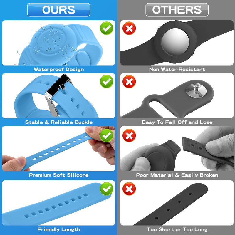 Waterproof Air Tag Bracelet for Kids(2 Pack), Soft Silicone Air Tag Hidden Wristband Kids, Lightweight GPS Tracker Compatible with Apple AirTag (Grow in Dark Blue & Green) ‎‎‎‎‎‎Grow in Dark Blue & Green
