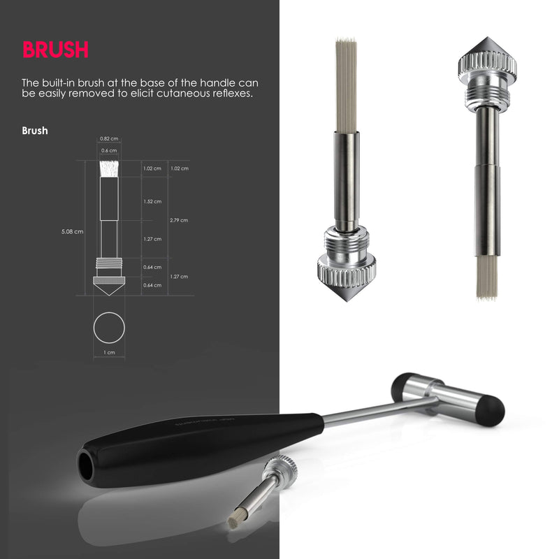 MDF Instruments Buck Neurological Reflex Hammer MDF515 Black HDP Handle Black (Noirnoir) - Hdp Handle