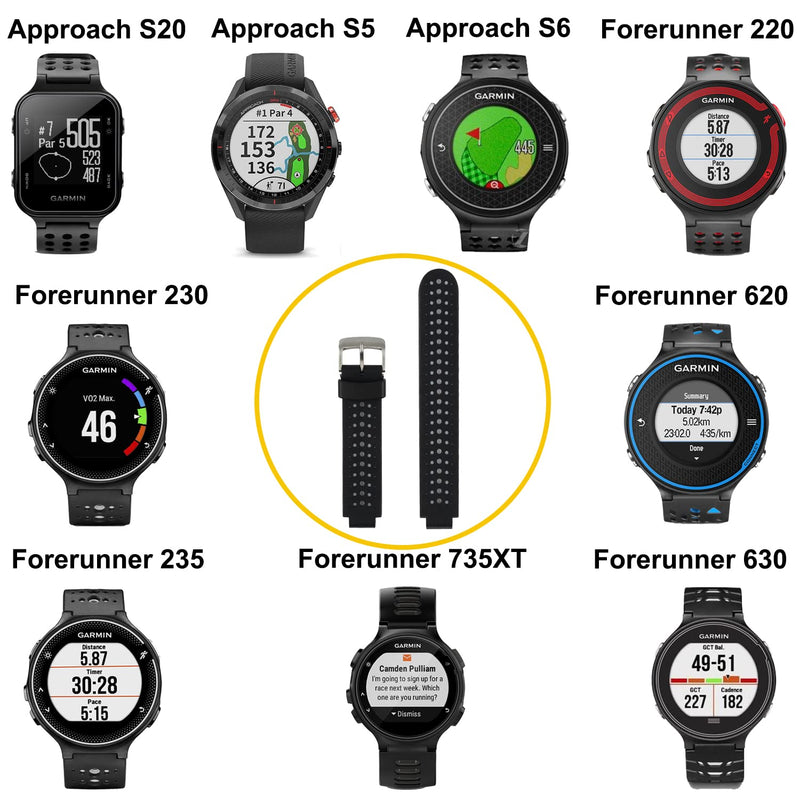 Baaletc for Garmin Approach S20 S5 S6 Watch Bands Replacement Colorful Strap Wristband Accessories for Approach S20 Smartwatch black/black