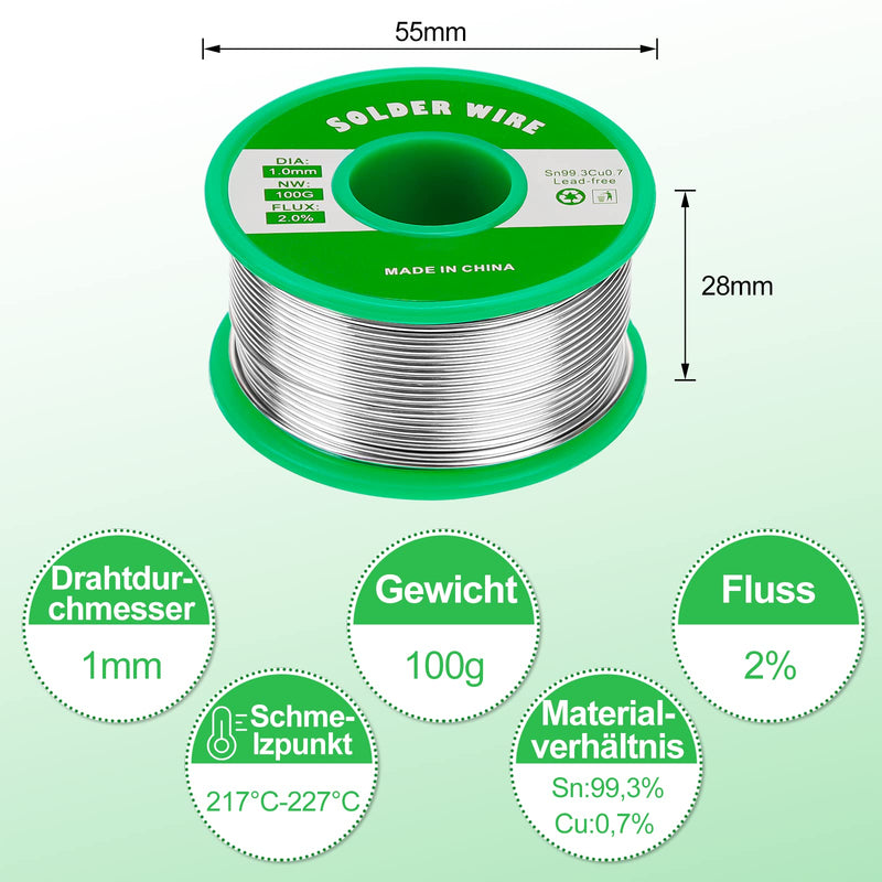 Solder 1mm Lead-Free Sn99.3Cu0.7, Electronic Solder Wire with Flux, 100g | Gruiqrd 1 mm Soldering Wire with Rosin Core for Electrosoldering and DIY for Electronics, Repairs and DIY Soldering 1mm-100g