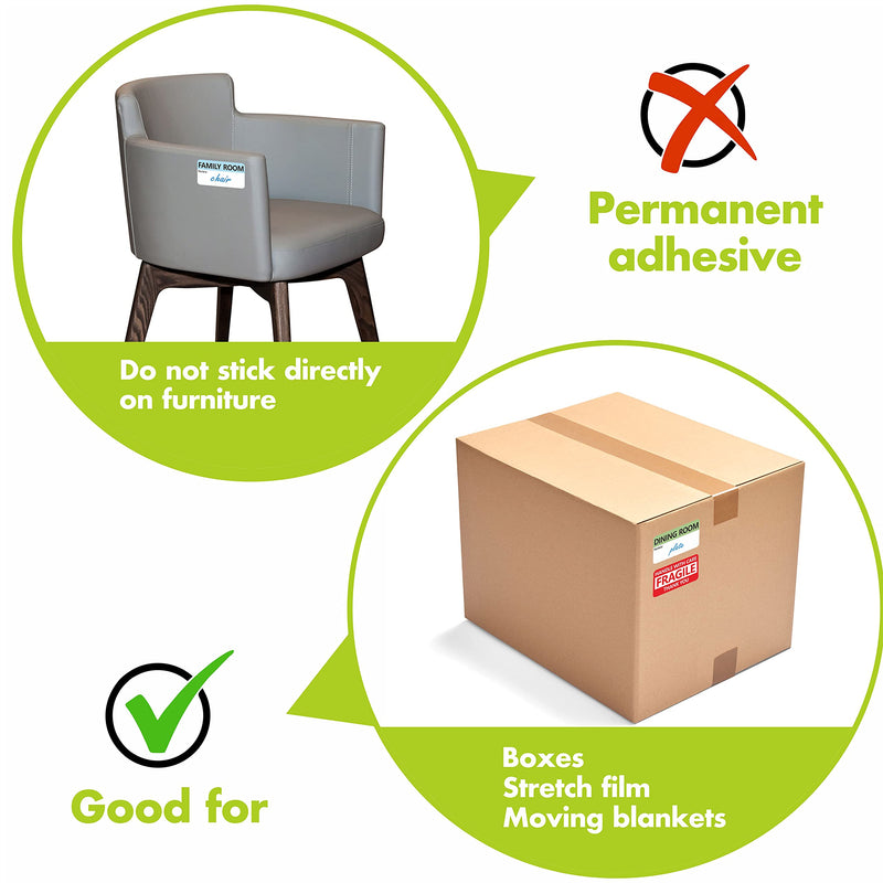 [Australia - AusPower] - 500 pcs 20 Designs Pre-Printed Color-Coded Home Moving Packing Box Labels with Writable Notes Areas, Each Measures 2” x 3” 500 