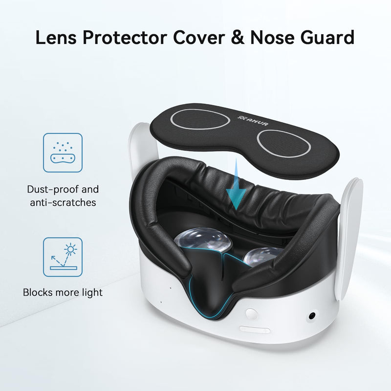 AMVR Facial Interface Face Pad Cover Compatible with Meta/Oculus Quest 3S Accessories, Comfort PU and Breathable Ice Silk Cotton Cushion Replacement, Not fit Quest 3 (Wider Version)