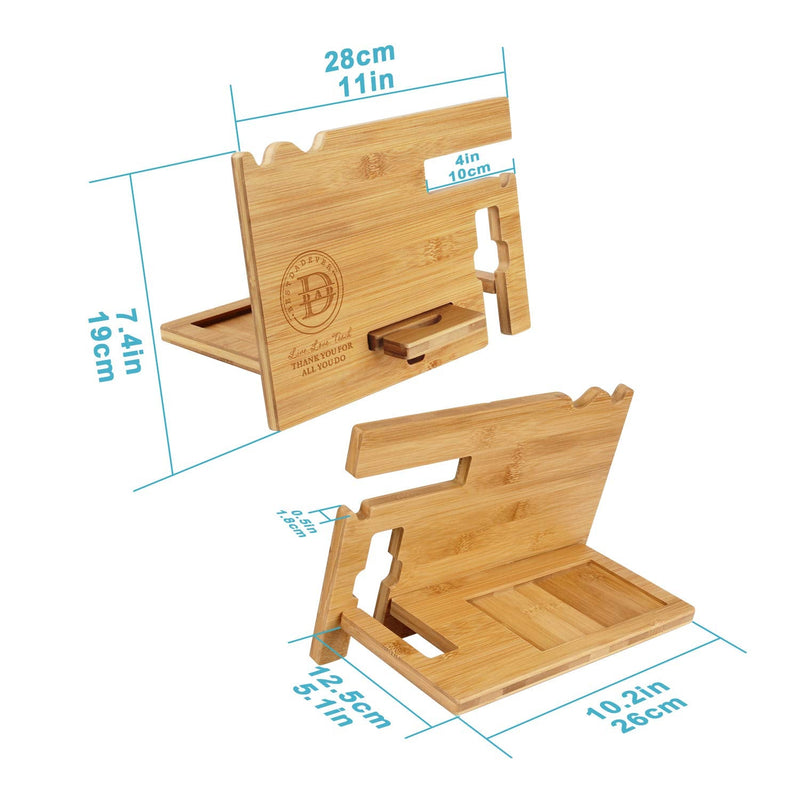 awofer Wood Phone Docking Station for Dad - Engraved Nightstand Organizer with Phone Stand, Accessory Holder, Watch Stand - Personalized Gifts for Fathers Day, Birthday, Thanksgiving, Christmas Stand For Dad