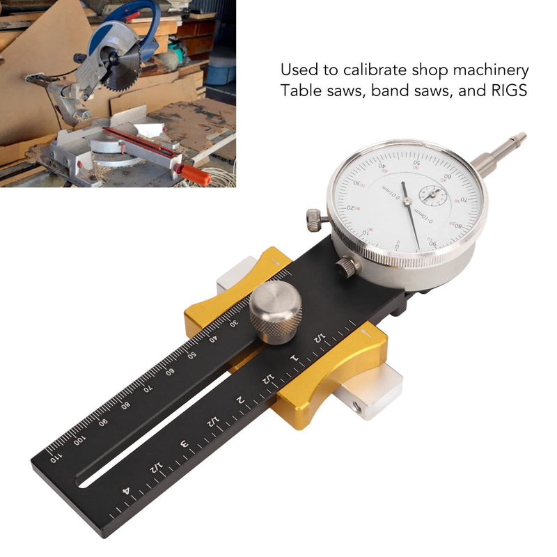 Table saw dial indicator, table saw measuring device for aligning and calibrating workshop machines