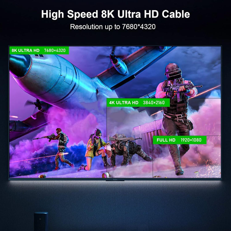 8K Fiber Optic HDMI Cable, 48Gbps Ultra High-Speed HDMI 2.1 Cable 8K@60Hz 4K@120Hz Dynamic HDR/eARC/HDCP 2.3, Directional HDMI Cord Compatible with Game Console PS5 Xbox Series X/Blu-ray/TV (30 ft) 30 ft