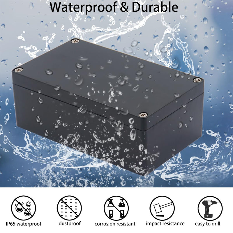 Project Box IP65 Waterproof Junction Box ABS Plastic Black Electrical Boxes DIY Electronic Project Case Power Enclosure 11.42x8.27x3.94 inch (290x210x100 mm) 11.42”x8.27“x3.94"