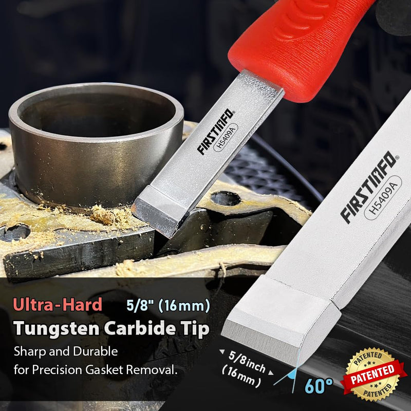 FIRSTINFO H5409A Automotive Gasket Scraper w/Tungsten Carbide Tip | Rust, Buildup Cleaning Blade Scraper Tool 5/8 inches