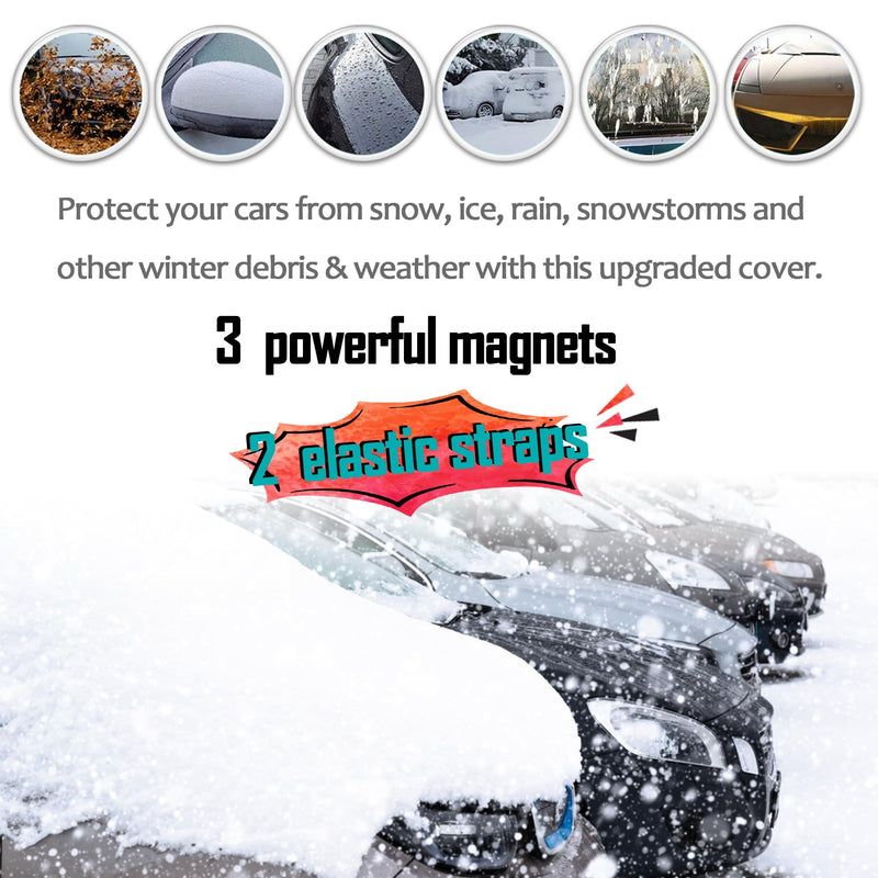 EXQUISLIFE Car Windshield Snow Ice Cover with 3 Layers Protection, Windshield Snow Ice Cover with Magnetic Edges Used for Snow Protection, Rain and Sun, Fits for Most Standard Cars & SUV.