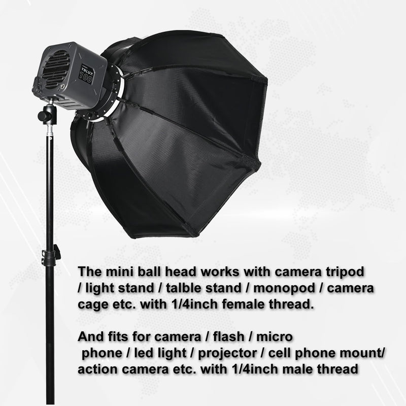 SIOTI Tripod Swivel Mini Ball Head, with a Hot Shoe Mount, Panoramic 360° Vertical Pan 90°, Compatible with Digital Camera/Compact DSLR/Cell Phone/Monopod/Light Stand/Action Camera etc. Mini Ball Head with Hot Shoe