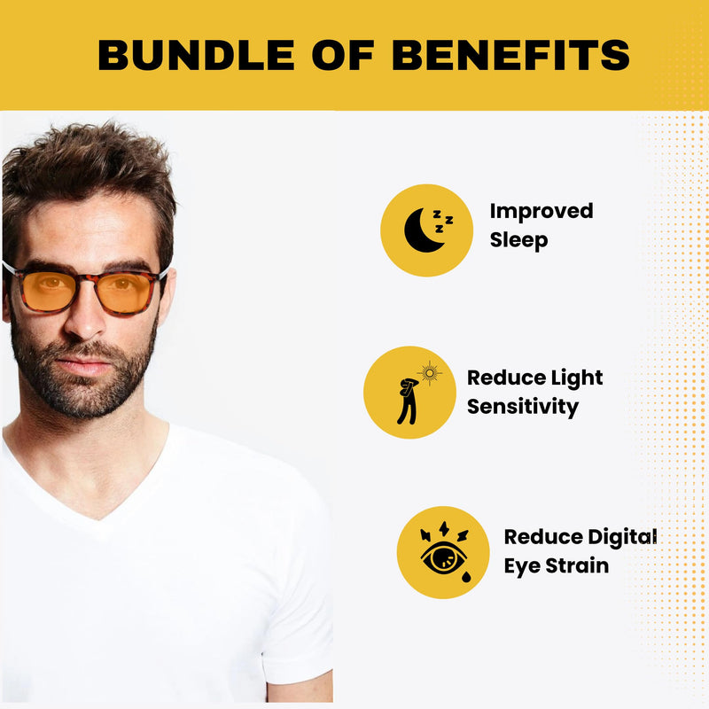 Blue Light Blocking Glasses For Computer Use, Gaming, Nighttime Reading - Improve Sleep, Reduce Eyestrain, Anti-Glare, UV Protection, Light Sensitivity and Migraine Relief For Women and Men