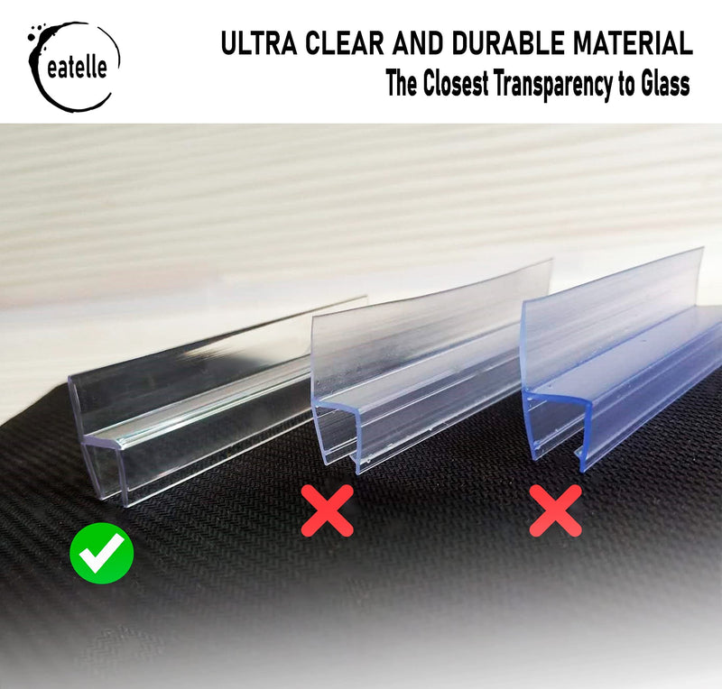 eatelle Frameless Shower Door Side Seal Strip for 1/2 Inch (12mm) Glass, Vertical Polycarbonate H-Jamb, 180 Degree 78" in Long 1/2" H Type