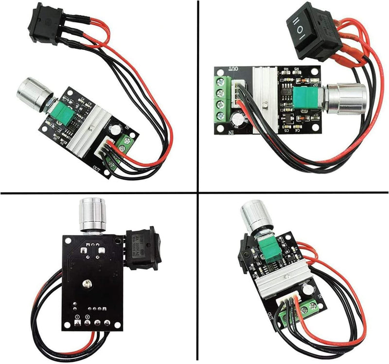 RUNCCI-YUN Pack of 3 6V 12V 24V 3A 80W PWM motor speed controller, DC speed controller 12V, motor speed switch controller (PWM) adjustable reversible motor driver switch (1203BB) DC 6V-24V 3A (823)