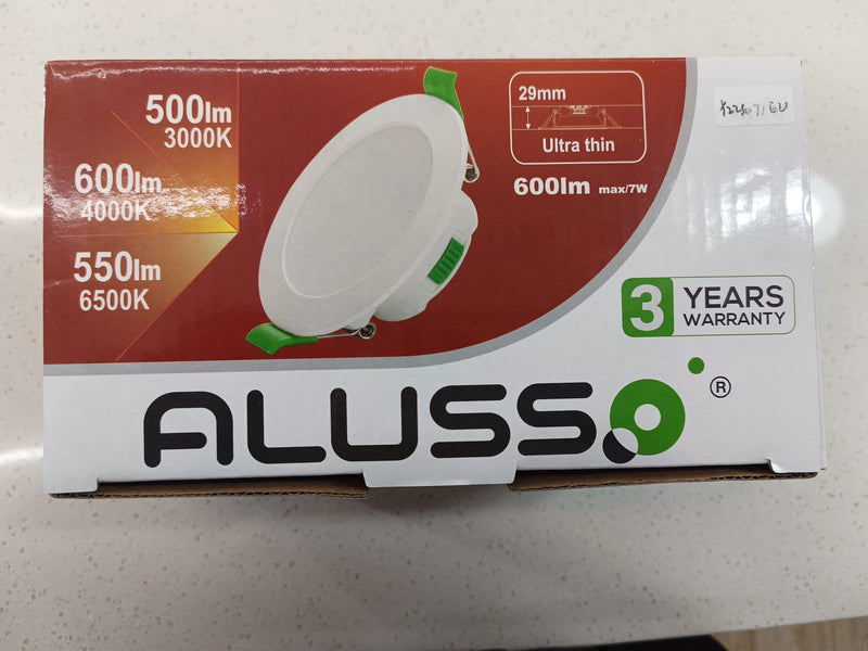 ALUSSO LED recessed spotlight 230V dimmable 68mm 7W ultra flat IP44 LED spots warm white neutral white cold white ceiling spots for bathroom kitchen living room, white, set of 6 round white