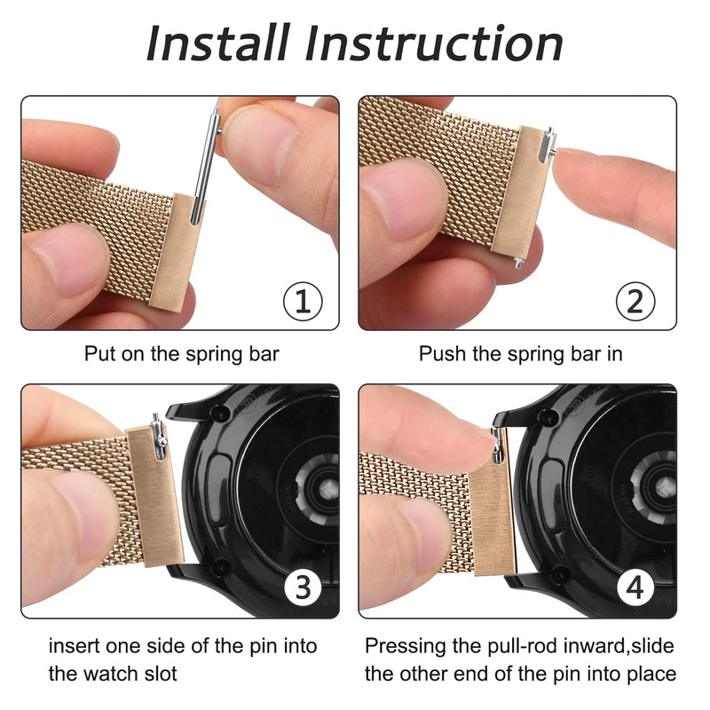 18mm Metal Mesh watch band Compatible with Garmin Venu 2s/ Venu 3S/Vivoactive 4s/Vivomove 3S/forernnner 255s bands, Quick Release Replacement Strap for Garmin Forerunner 255S/ 265S Women Men 18mm Rose_Gold
