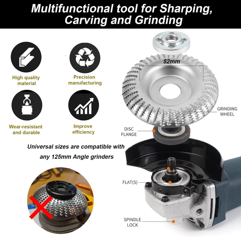 3 pieces wood grinding disc rasp disc set for angle grinder, wood carving disc, wood carbide grinding disc, woodworking tool, angle grinder, angle grinding disc, 125/22 mm