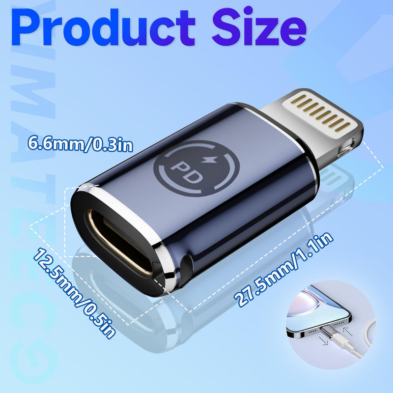 USB C to Lightning Adapter, [2 Pack] USB C Female to Lightning Male Adapter Support 27W PD Fast Charging&Data Transfer, Lightning to USB Type C Cable Adapter for iPhone Series (Light Blue, 2Pcs) 2 Pack USB C Female to Lightning Male- Light Blue