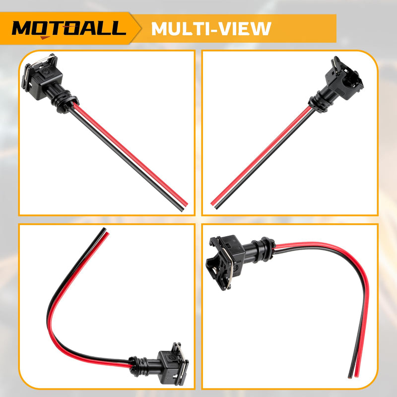 MOTOALL Fuel Injector Connector EV1 OBD1 Plug Wire Harness Pigtail Wiring Loom Clip Cut & Splice 2-Wire Female - 8pcs