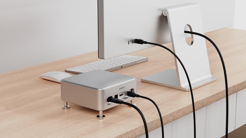 Mac mini M4 Box Holder with Power Switch, a Tailored Aluminum Stand case with Open Space airflows, Horizontal Space-Saving Design, Patent Pending - (Silver) Silver