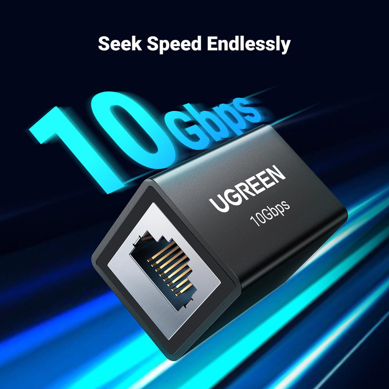 UGREEN Ethernet Extender 10Gbps, Ethernet Coupler for Cat8 Cat7 Cat6 Cat5 Cable, 328ft Long Distance Extend, Aluminum Alloy Shell, Black 1