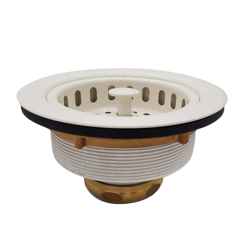 Westbrass D214-51 3-1/2" Post Style Large Kitchen Sink Basket Strainer, Powder Coat Almond 1 Pack