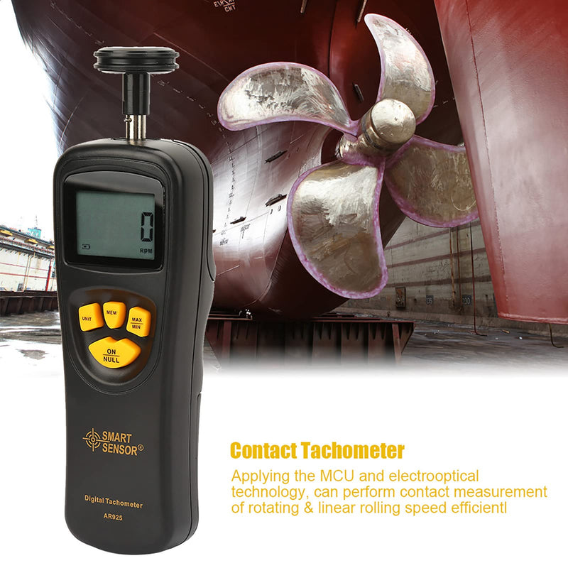 Smart Sensor Digital Tachometer, 0.5~19999 Digital Tachometer Contact Speed Digital Photo Tachometer with LCD Backlight, Digital Hand Tachometer