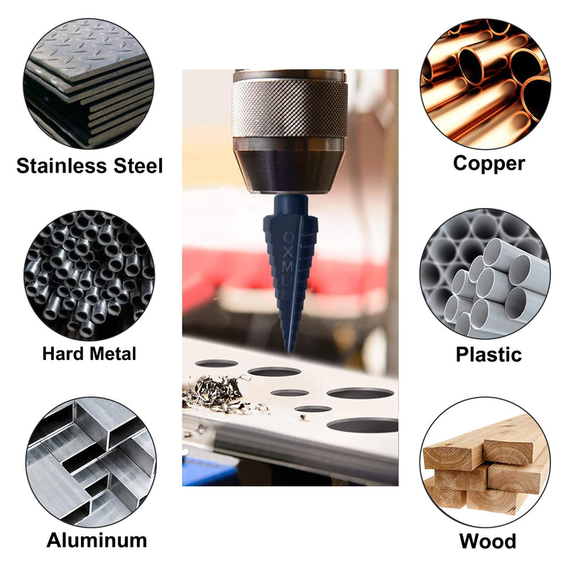 M35 Step Drill Bit Set for Metal, 1/8—1-3/8, 19-Steps, Cobalt Bits, Heavy-Duty for Stainless Steel, Hard Metal, Aluminum, Wood, 2pcs. Z204_205 2 Set 1/8—1-3/8