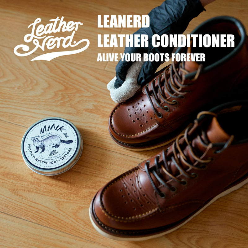 Mink Oil Leather Conditioner Cleaner for Leather Boots, Mink Oil Kit 4.23 Oz with Sponge, All-Natural Waterproof Soften and Restore Shoe, Boot, Saddle, Jacket, Purse, Glove, Vinyl and Leather Products