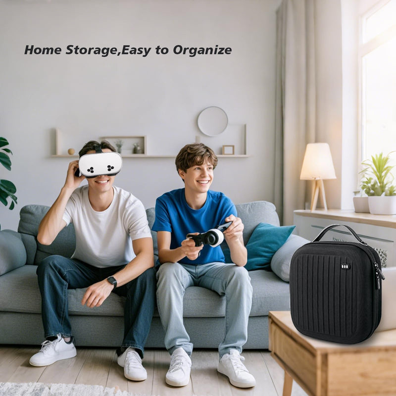 Hard Carrying Case Compatible with Meta Quest 3S/Quest 3/Quest 2/Vision Pro, Portable VR Gaming Headset and Touch Controllers Case with Lens Protector, for Travel and Home Storage (Black) Black