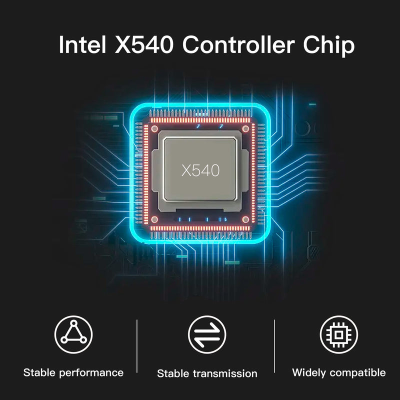 10G Network Card with Intel X540 Chip, 10GB PCI-E NIC Compare to Intel X540-T2, Dual RJ45 Port PCI Express X8 Ethernet Adapter Support Windows/Windows Server/Linux/Freebsd/VMware ESXi 6.Intel X540 (2xRJ45)