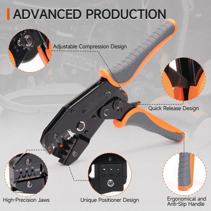 iCrimp Ratchet Deutsch Crimp Tool for DT Connector, Deutsch Open barrel Terminal Wire Crimping Tool for AWG14,12 IWS-12DS DT Crimper AWG14,12