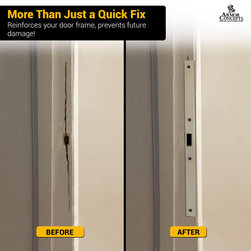Armor Concepts FIX-A-JAMB 24" Interior Door Jamb Repair Kit – Door Frame Reinforcement, Heavy-Duty 18-Gauge Galvanized Steel, for Bedroom, Bathroom & Closet Doors, Satin Nickel
