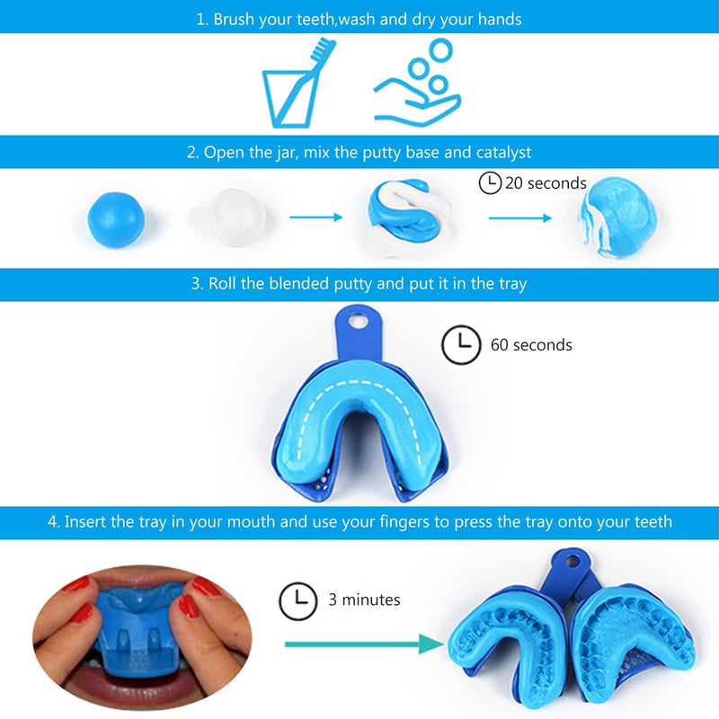 Dental Impression Tray, Dental Impression Kit, Reusable, High Quality and Robust for Dental Practice and Home Use, Pack of 2