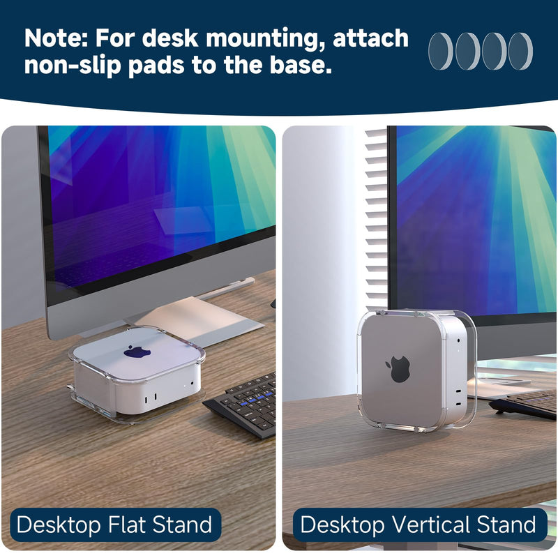 Clear Acrylic Wall/Under Desk Mount for Mac mini M4 / M4 Pro 2024 - Mac mini M4 Stand Holder with Easy Power Button Access (Holder Only)