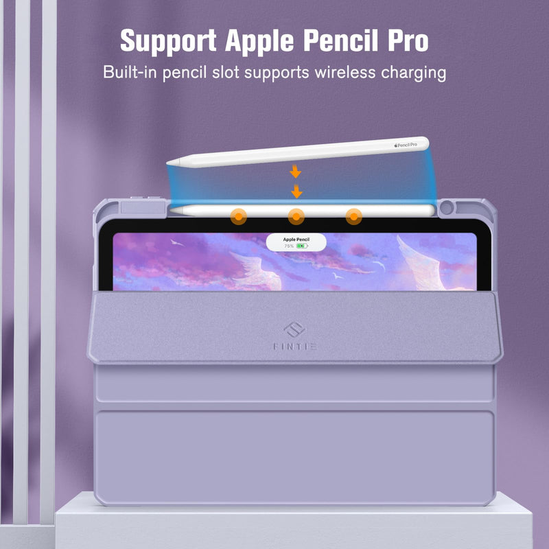 Fintie Hybrid Slim Case for iPad Air 11-inch M2 (2024), iPad Air 5th Generation (2022) / iPad Air 4th Gen (2020) 10.9 Inch -Shockproof Cover with Clear Back Shell & Pencil Holder, Lilac Purple