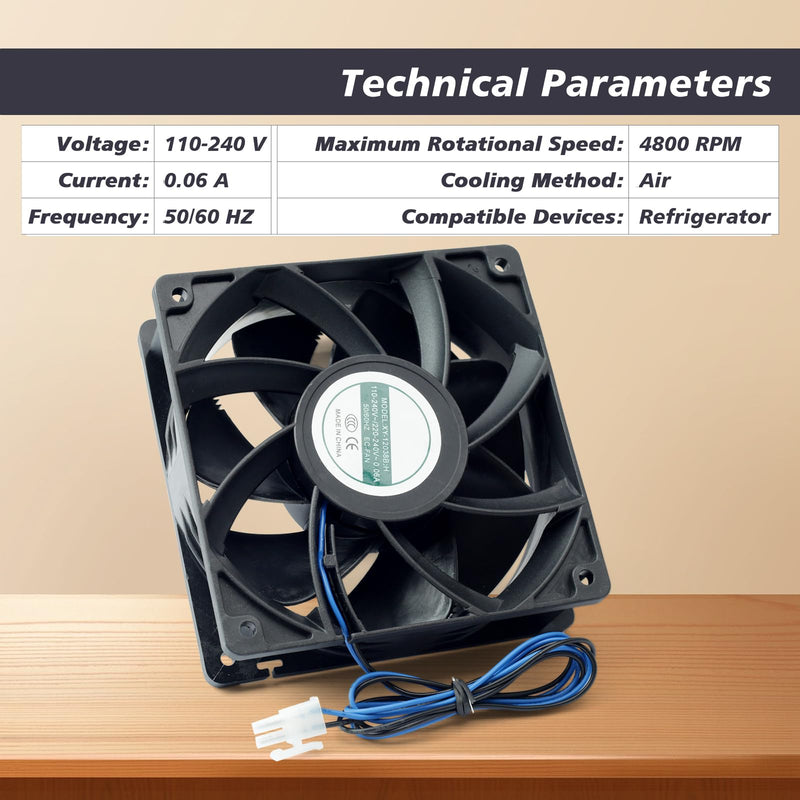 2 Pack XY-12038B2H High Air Volume EC-Fan fit for hte12038d Fan 110V-220V 0.06A 50/60HZ 12CM 120×120×38mm for Ice Maker Cabinet Cooling