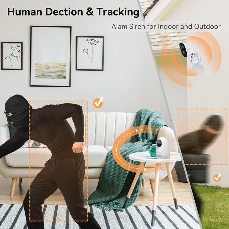 LongPlus Security Cameras Wireless Bundles, Outdoor Camera Wireless Camera for Home Security, Indoor Outdoor WiFi Cameras with AI Motion Detection, 2-Way Talk, Cloud/SD Storage