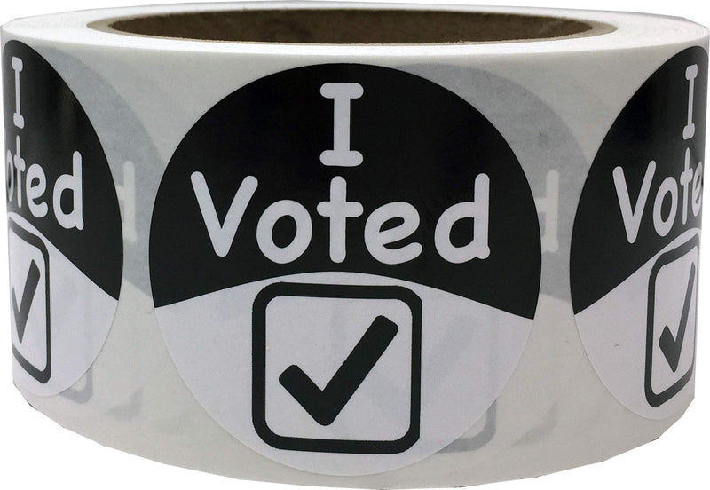 I Voted with Checkmark Labels, 2 Inch Round Voting Stickers, 500 Count per Roll - Durable Election Day Stickers for Voter Engagement and Polling Stations