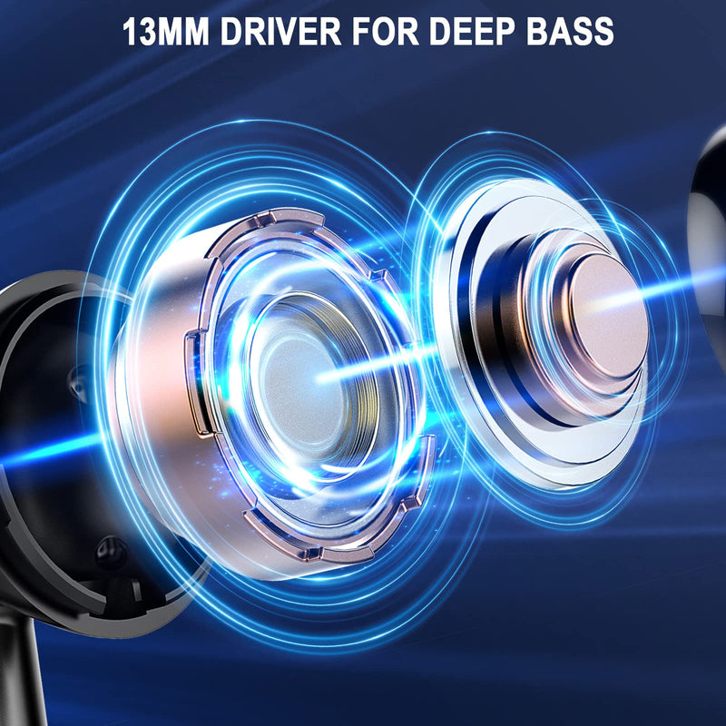 Wireless Earbuds, Bluetooth 5.4 Ear Buds LED Power Display Headphones Bass Stereo, Bluetooth Earbuds in-Ear Noise Cancelling Mic, 40H Playback Mini Case IP7 Waterproof Sports Earphones for Android iOS Black