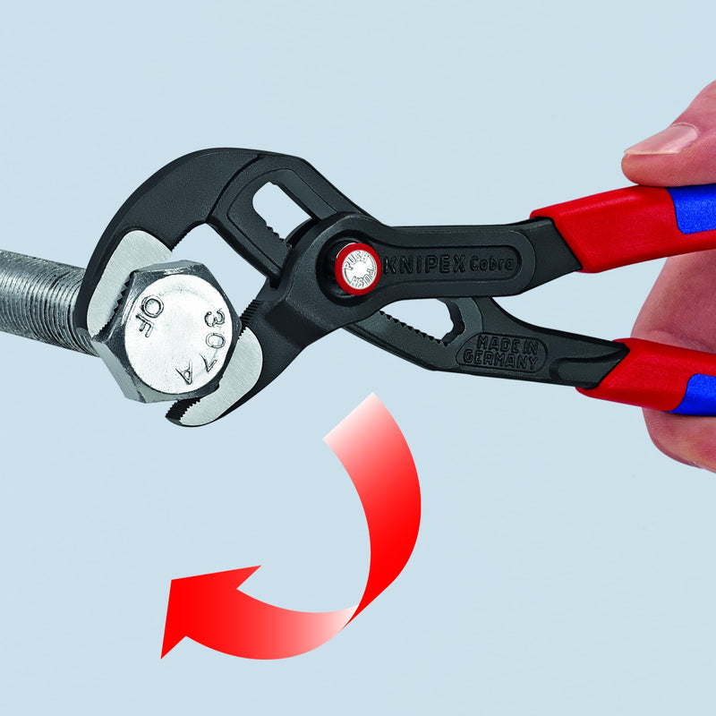 Knipex 87 22 250 10" Cobra QuickSet Hightech Comfort Grip Water Pump Pliers, Multi Component Grips 50mm Capacity, 250mm