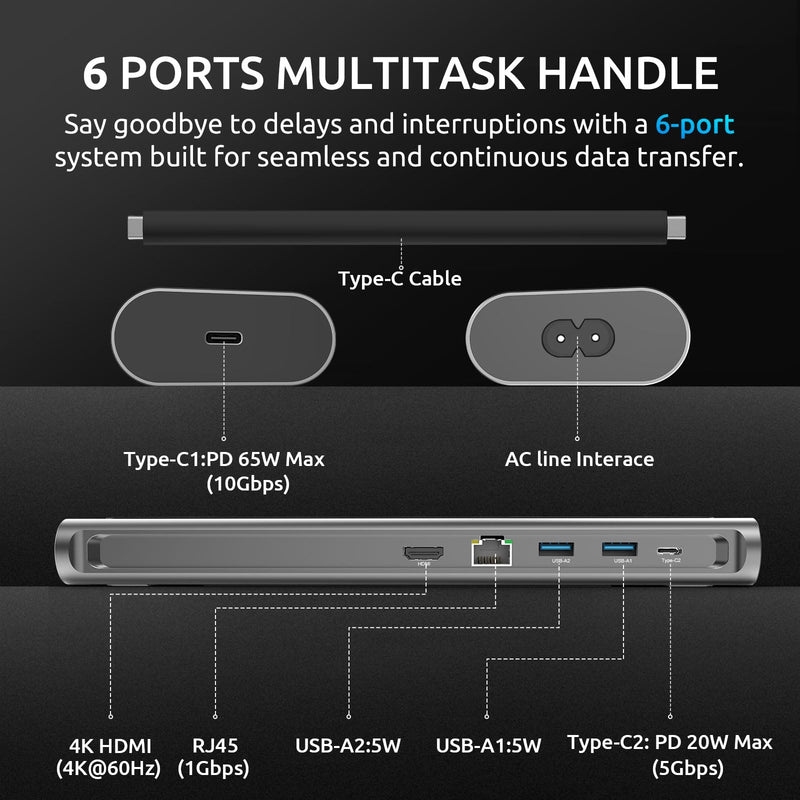 COSANO 100W MacBook Pro Docking Station - Aluminum Mac mini Stand & USB-C Hub with 4K HDMI - Universal Dock for Apple Devices with 100W Built-in Power + Double-Ended USB-C Cable + AC Power Cable