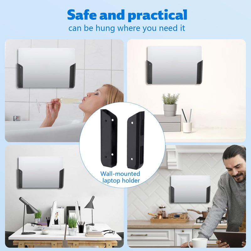 Under Desk Laptop Mount, Wall & Under Desk Laptop Holder with Adhesive & Screws Laptops Shelf Storage with Anti-Scratch Pads for Devices Up to 1.26" Thick MacBook Keyboards Tablets Surface