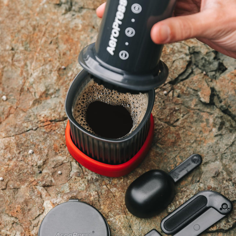 AeroPress Go, Extra Small Portable Coffee Maker Kit, Travel, Hiking & Camping, All-in-One French Press, Pour-Over & Espresso Style Manual Brewer, 2 Min Brew Makes a Less Bitter, More Flavorful Cup Grey