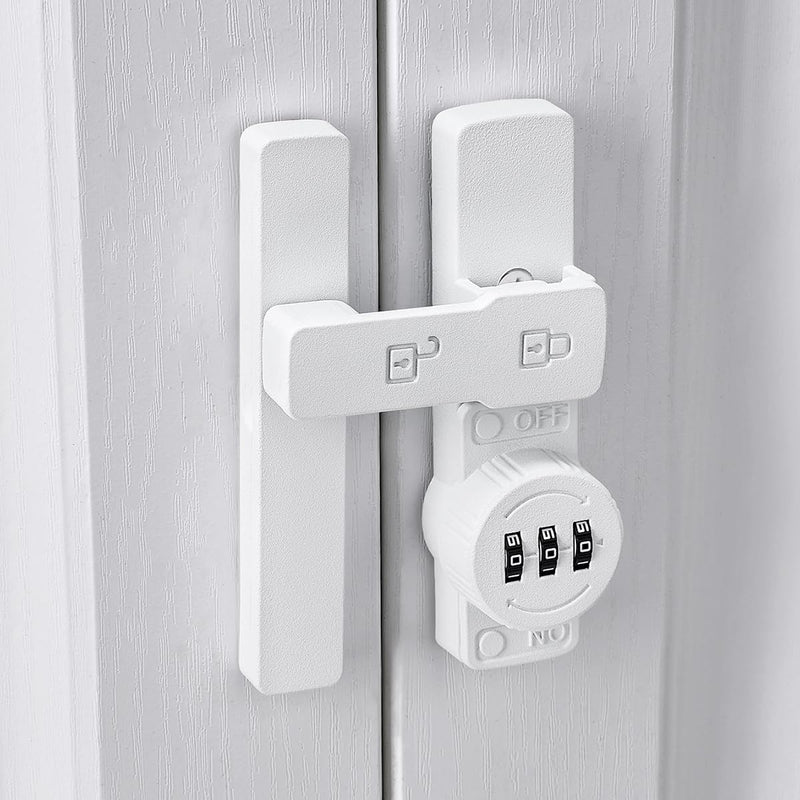 INIRET 2 Packs Matte White 180 Degree Barn Door Lock,Mechanical Password Lock,3 Digit Password Keyless,Flip Latch with Combination,Protect Privacy,for Barn Door,Cabinets,Windows,Garden,Bathroom 180 Degree_Matte White