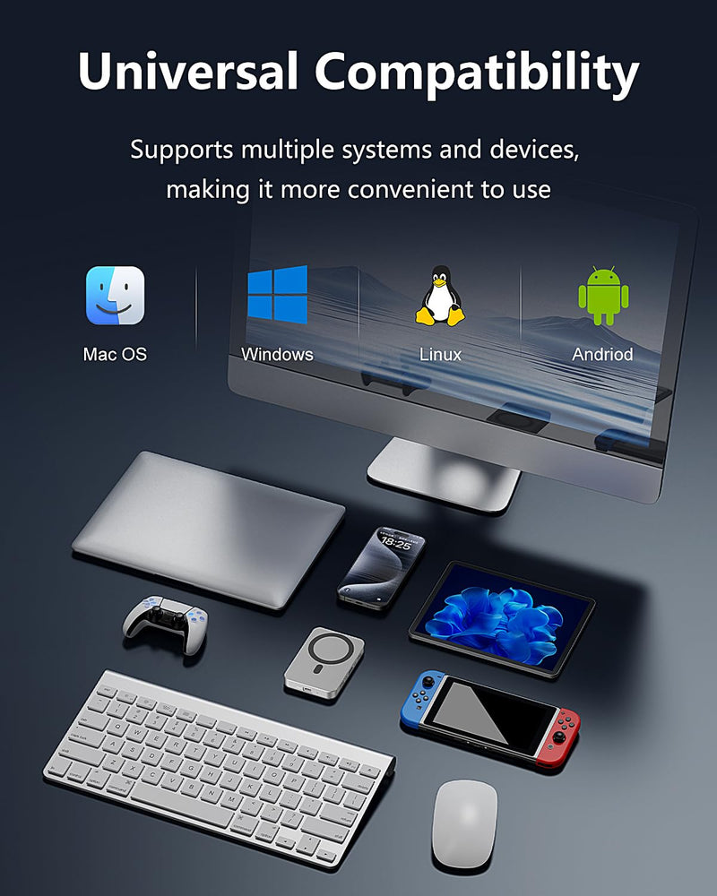 Magnetic M.2 NVMe Enclosure with Cooling Fan, 7 in 1 USB C Hub 10Gbps Data Transfer 4K@60Hz HDMI 100W Power Delivery SD/TF Card Reader M.2 NVMe SSD Docking Station for Type-C Devices