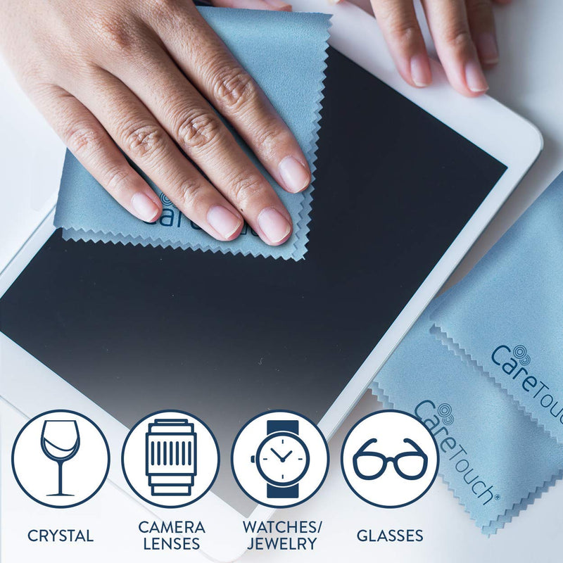 Care Touch Microfiber Cleaning Cloths, 12pk - Glasses Cleaner Wipes - Eye Glass Clean Cloths - Screens, Lenses, Phones, and Eyeglass Cleaner Wipes - Lint Free Microfiber Glasses Cleaner Cloth, 6" x 7" 12 Count Blue