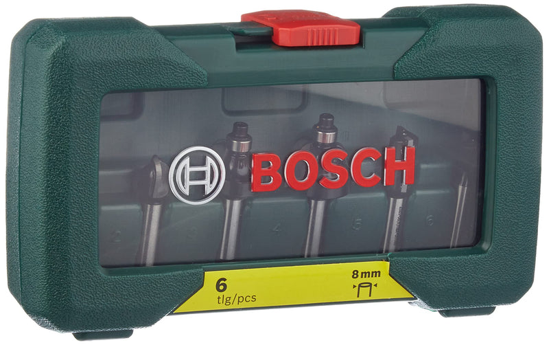 Bosch Home and Garden 6-Piece Carbide Cutter Set (for Wood, Shank 8 mm, Accessories Router) 8mm-Schaft 6 pieces.