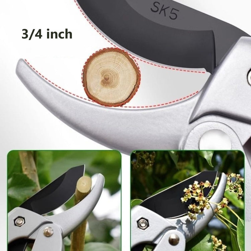 garden shears, Japanese scissors gardening tools, plant pruners for flower, rose, stem, fruit tree, florist cut fresh floral clippers, sharp pruning snips (Silver - 2 pack, 2)